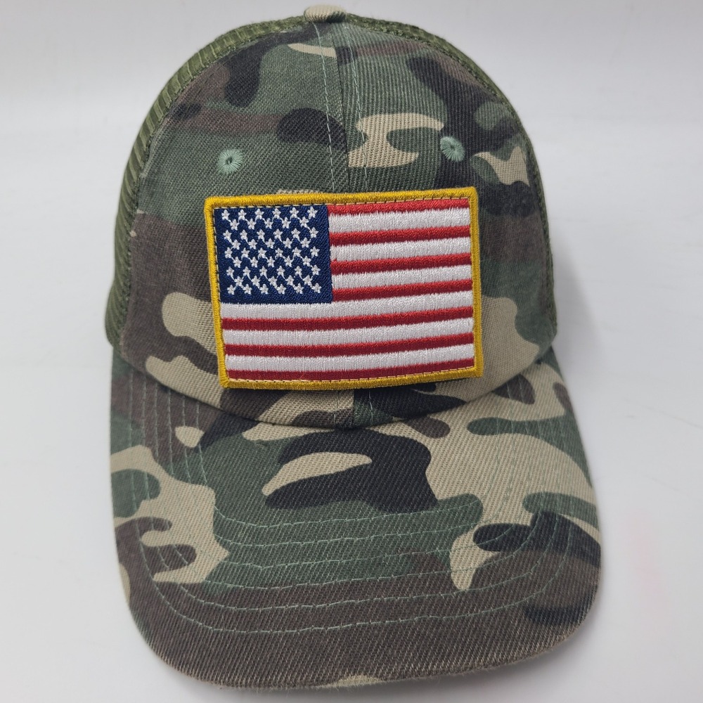 American Flag Patch Hat Snapback Trucker Mesh Antourage Camo Green Hunt USA Men